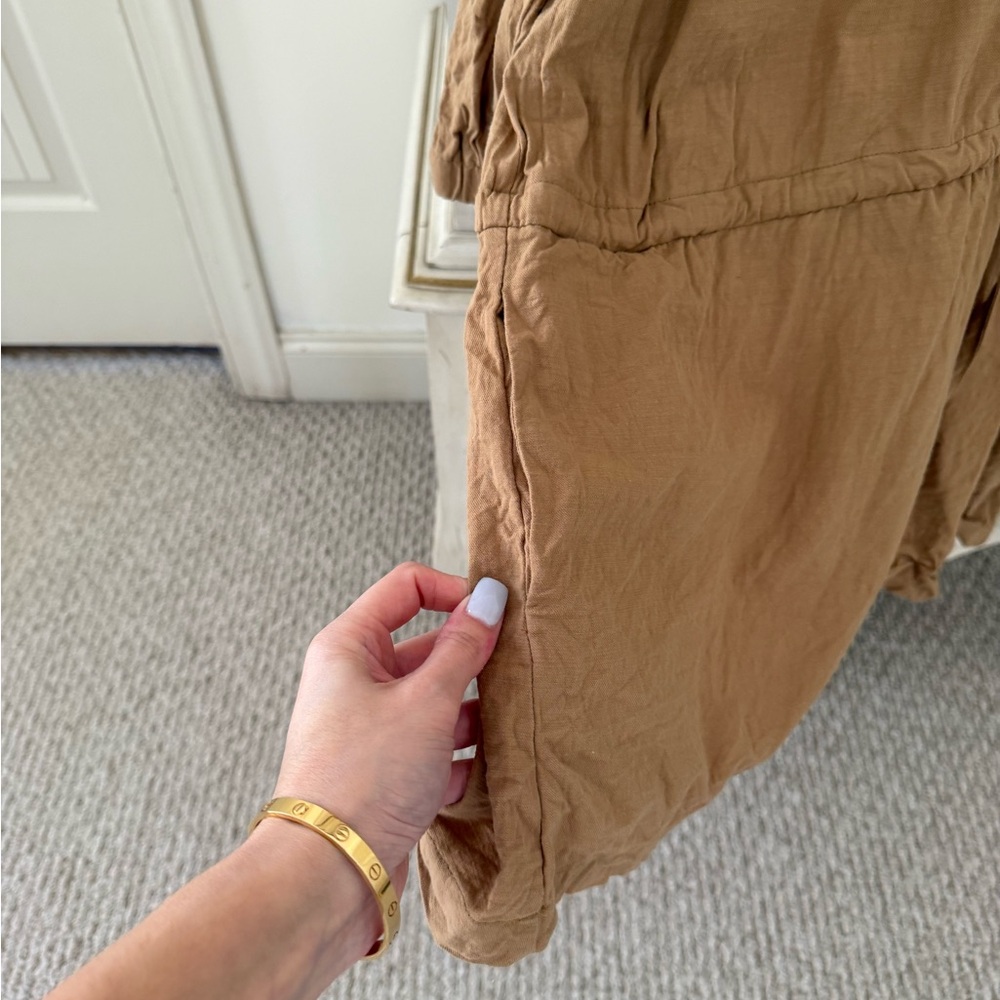 Tan Boho Cotton Pocketed Romper - Picture 3 of 5